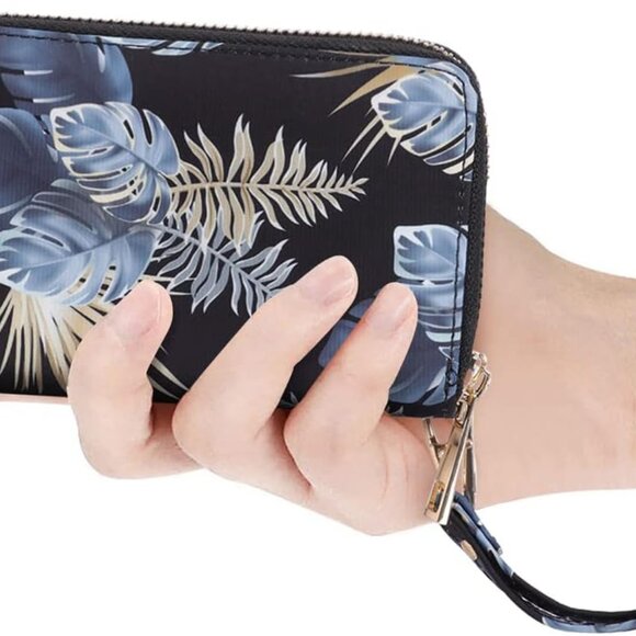 Cellphone Wallet for Women Dual Zipper Long Purse with Removable Wristlet - Picture 6 of 7